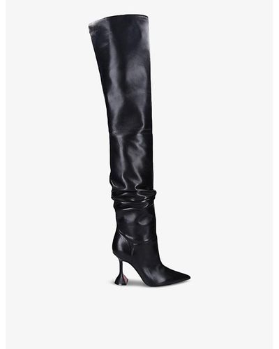 AMINA MUADDI Olivia Leather Over-the-knee Boots - Black