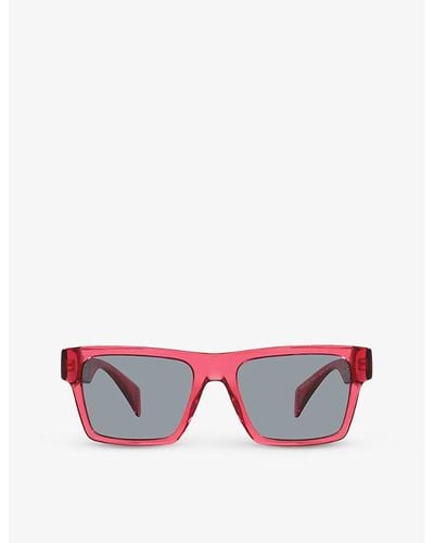 Versace Ve4445 Tinted-lens Square-frame Acetate Sunglasses - Pink