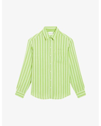 Claudie Pierlot Stripe-pattern Relaxed-fit Woven Shirt - Green