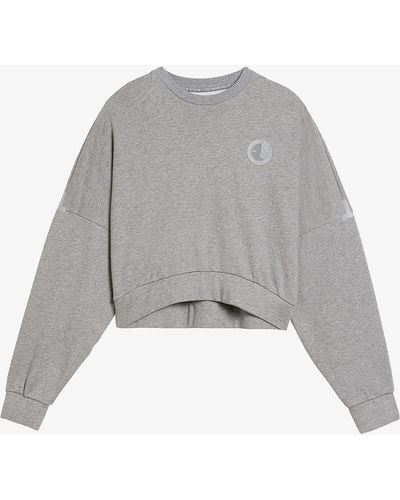 Ted Baker Ttracie Cropped Cotton-jersey Sweatshirt - Grey