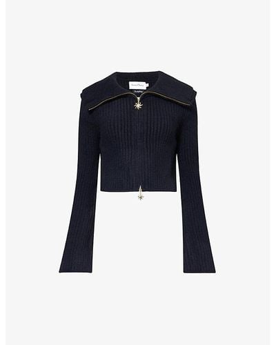 House Of Sunny peggy Ribbed Knitted Cardigan - Blue
