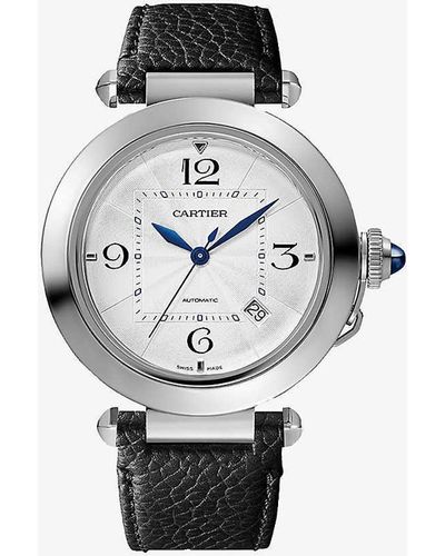 Cartier Crwspa0014 Pasha Stainless And Leather Watch - White