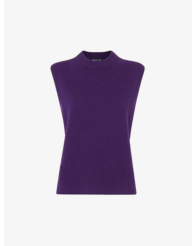 Whistles Sleeveless Relaxed-fit Wool Top - Purple