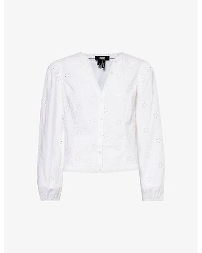 PAIGE Juno Floral-embroidered Cotton-poplin Blouse - White