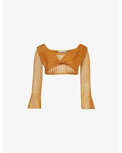 House Of Sunny Solar Cropped Slim-fit Knitted Top - White