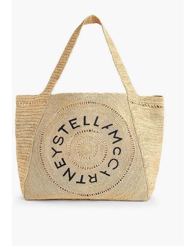 Stella McCartney Tural Logo Large Raffia Tote Bag - Natural