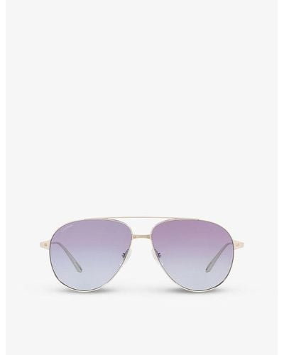 Cartier Ct0298s Aviator-frame Metal Sunglasses - Purple