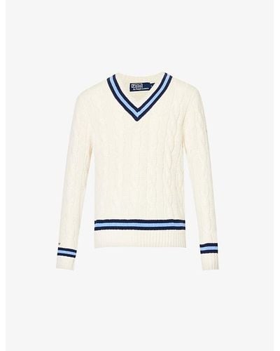 Polo Ralph Lauren Cricket Cable-knit Cotton Sweater - White