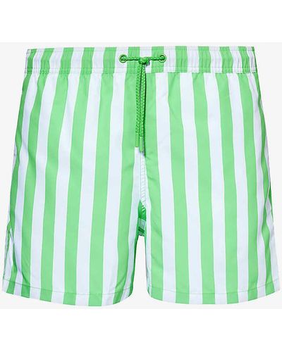 Björn Borg Striped Drawstring-waist Recycled-polyester Swim Shorts - Green