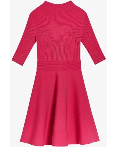 Ted Baker Viviiyy Ribbed Stretch-knit Mini Dress - Pink
