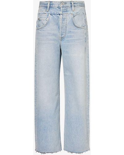Citizens of Humanity Bisou Cropped Wide-leg Recycled-denim Jeans - Blue