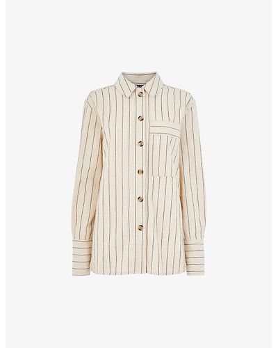 Whistles Kwammie Striped Stretch-cotton Overshirt - Natural