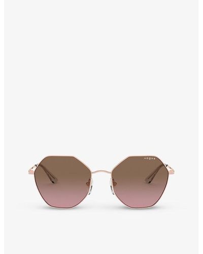 Vogue Vo4180s Faceted-frame Curved Rim Acetate Sunglasses - Metallic