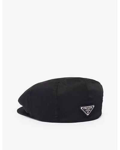 Prada Triangle-plaque Re-nylon Beret Hat - Black