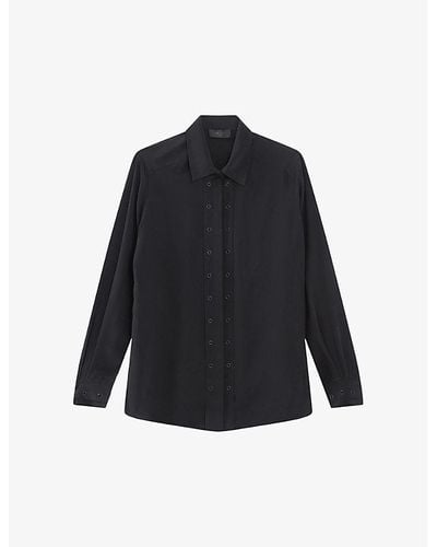 IKKS Pleated Relaxed-fit Silk Shirt - Blue