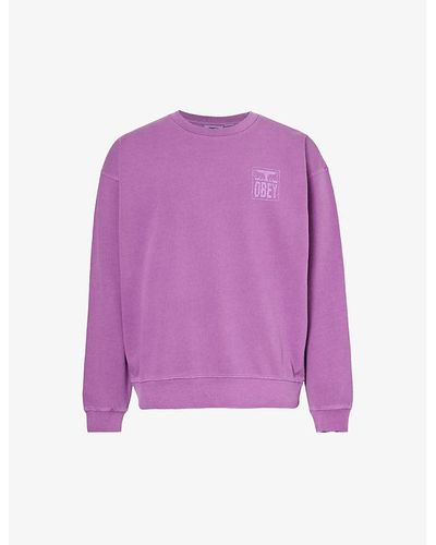 Obey Icon Branded-print Cotton-blend Sweatshirt - Purple
