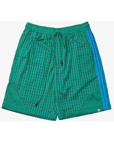 Song For The Mute X Adidas Brand-stripe Recycled Polyester Shorts X - Green