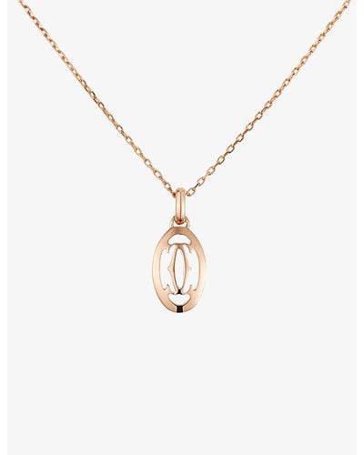 Cartier Double C Logo Rose-gold And Diamond Necklace - White