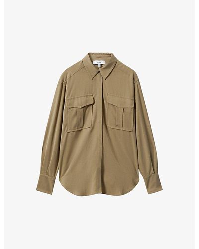 Reiss Isador Patch-pocket Relaxed-fit Woven Shirt - Natural