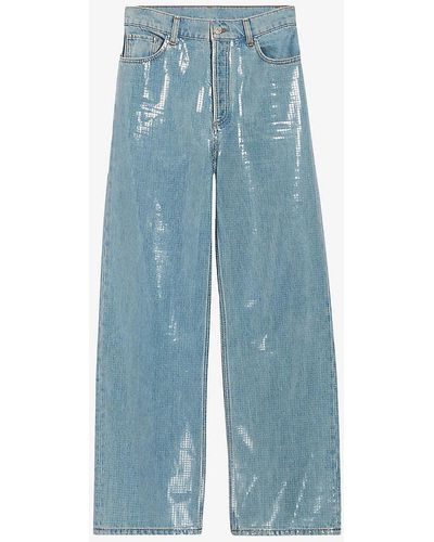 Claudie Pierlot Glitter-effect Straight-leg High-rise Jeans - Blue