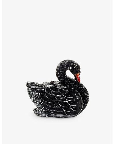 Judith Leiber Odile Swan-shaped Crystal-embellished Metal Clutch Bag - Black