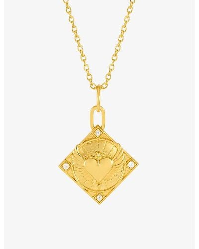 Rachel Jackson Token Of Love 22ct Yellow -plated Sterling Silver And White Topaz Pendant Necklace - Metallic