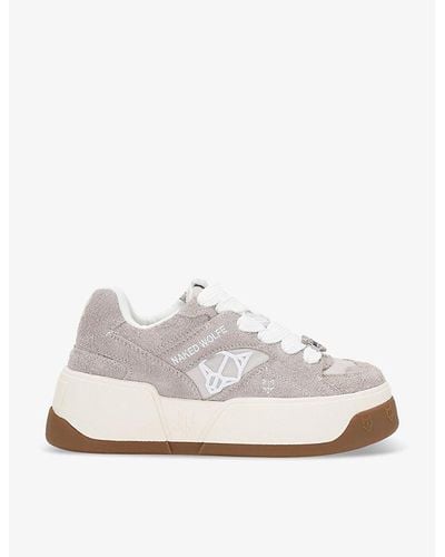 Naked Wolfe Crash Chunky-sole Suede Low-top Trainers - White