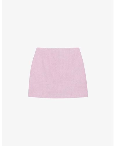 Claudie Pierlot Darted Straight-cut Tweed Mini Skirt - Pink