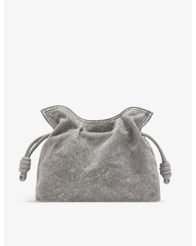 Loewe Flamenco Leather Clutch Bag - Grey