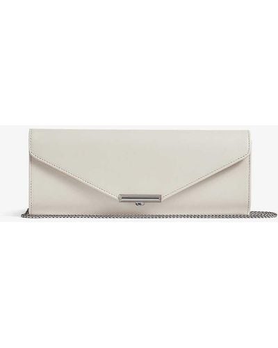 LK Bennett Lucille Envelope-shape Leather Clutch Bag - White
