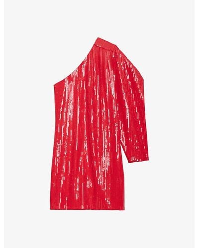 Zadig & Voltaire Roely Sequin-embellished Stretch-cotton Mini Dress - Red