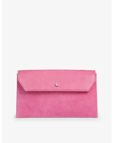 LK Bennett Dora Suede Clutch Bag - Pink