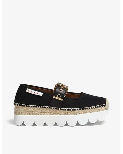 Marni Mary-jane Buckle-detail Canvas Shoes - Black