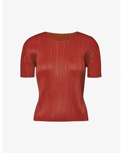 Pleats Please Issey Miyake Basics Slim-fit Knitted T-shirt - Red