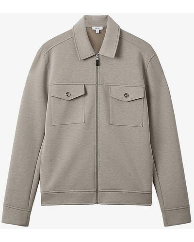 Reiss Medina Regular-fit Short Stretch-woven Jacket - Grey
