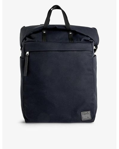 Paul Smith Brand-patch Cotton-blend Backpack - Blue
