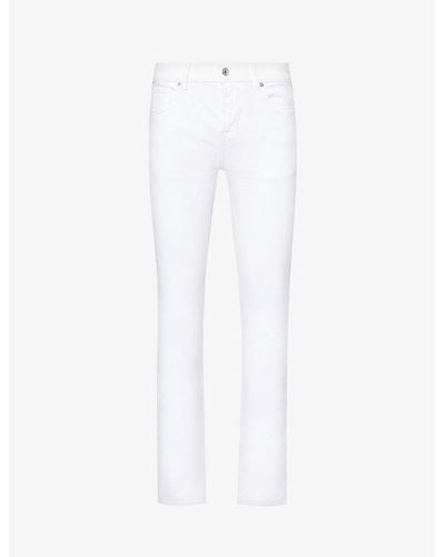 7 For All Mankind Slimmy Brand-patch Slim-fit Straight-leg Stretch-denim Jeans - White