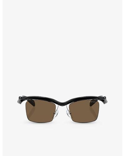 Prada Pr A15s Rectangle-frame Nylon Sunglasses - Black