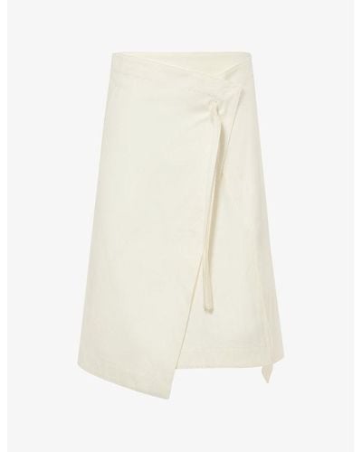 Bottega Veneta Wrap-around Mid-rise Cotton-twill Midi Skirt - White
