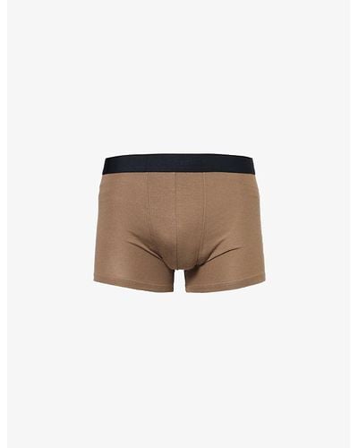 Zimmerli of Switzerland Pureness Mid-rise Branded-waistband Stretch-jersey Boxers X - Brown