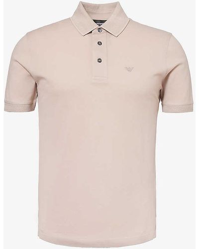 Emporio Armani Brand-embroidered Cotton-piqué Polo Shirt X - Pink