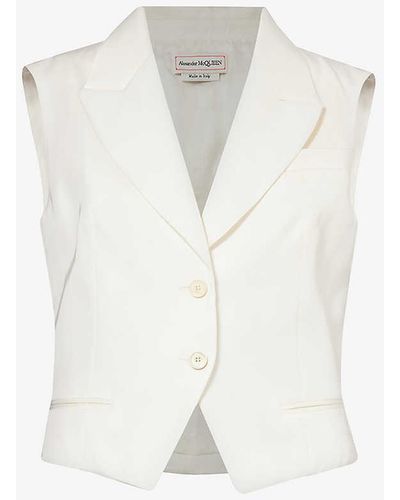 Alexander McQueen Notched-lapel Regular-fit Twill Waistcoat - White