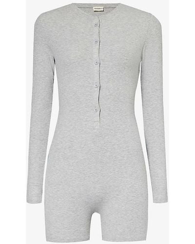 ADANOLA Slim-fit Ribbed Stretch-jersey Playsuit - Grey