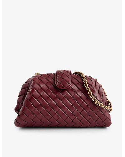 Bottega Veneta Intrecciato-weave Leather Shoulder Bag - Red