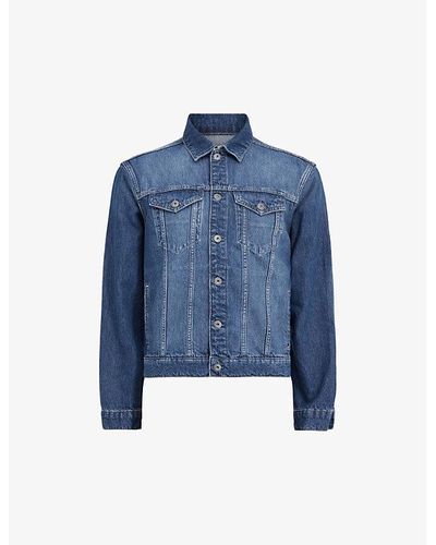 AllSaints Hebden Long-sleeve Regular-fit Organic-cotton Denim Jacket X - Blue