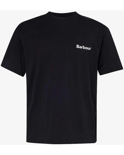 Barbour Logo-print Crewneck Cotton-jersey T-shirt - Black