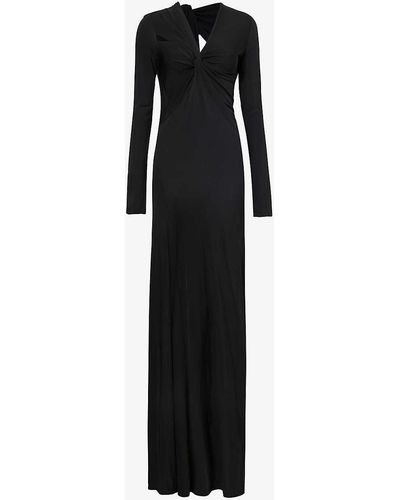 Victoria Beckham Twist-front Cut-out Stretch-woven Maxi Dress - Black