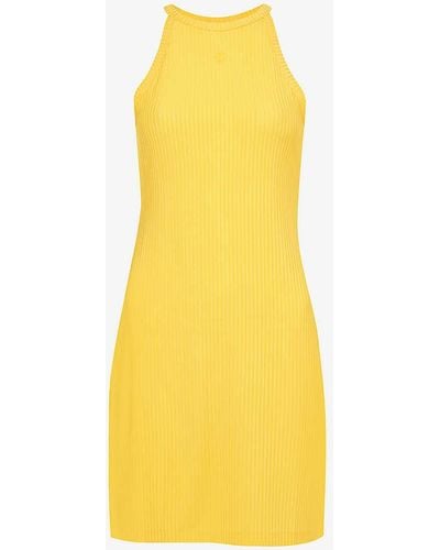 Filippa K Round-neck Ribbed Stretch-cupro Mini Dress - Yellow