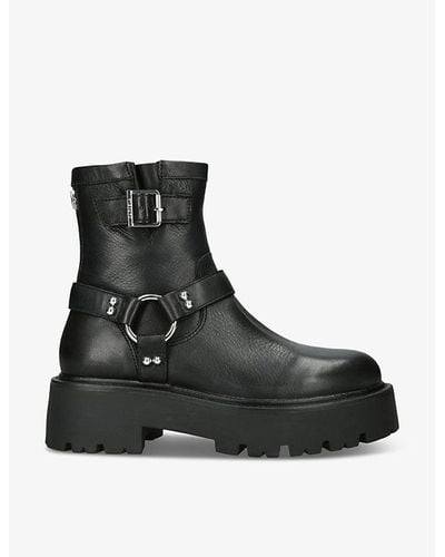 Carvela Kurt Geiger Stride Buckle-embellished Leather Ankle Boots - Black