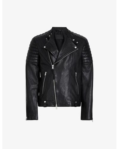 AllSaints Silas Biker Leather Jacket X - Black